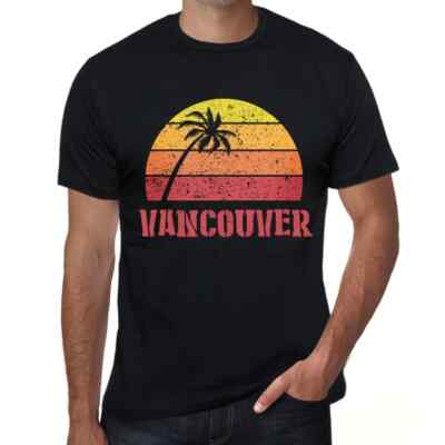 ULTRABASIC Herren T-Shirt Palme Strand Sonnenuntergang in Vancouver Palm,