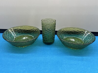 VTG MCM ANCHOR HOCKING SORENO AVOCADO GREEN BOWLS 6