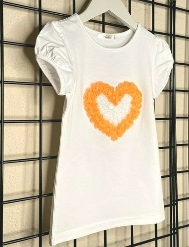NEW NWT White/Orange RICH 3-D Super CUTE Heart PLUSH Top/Shirt Size 5Y, 6Y or 6X - Picture 2 of 11