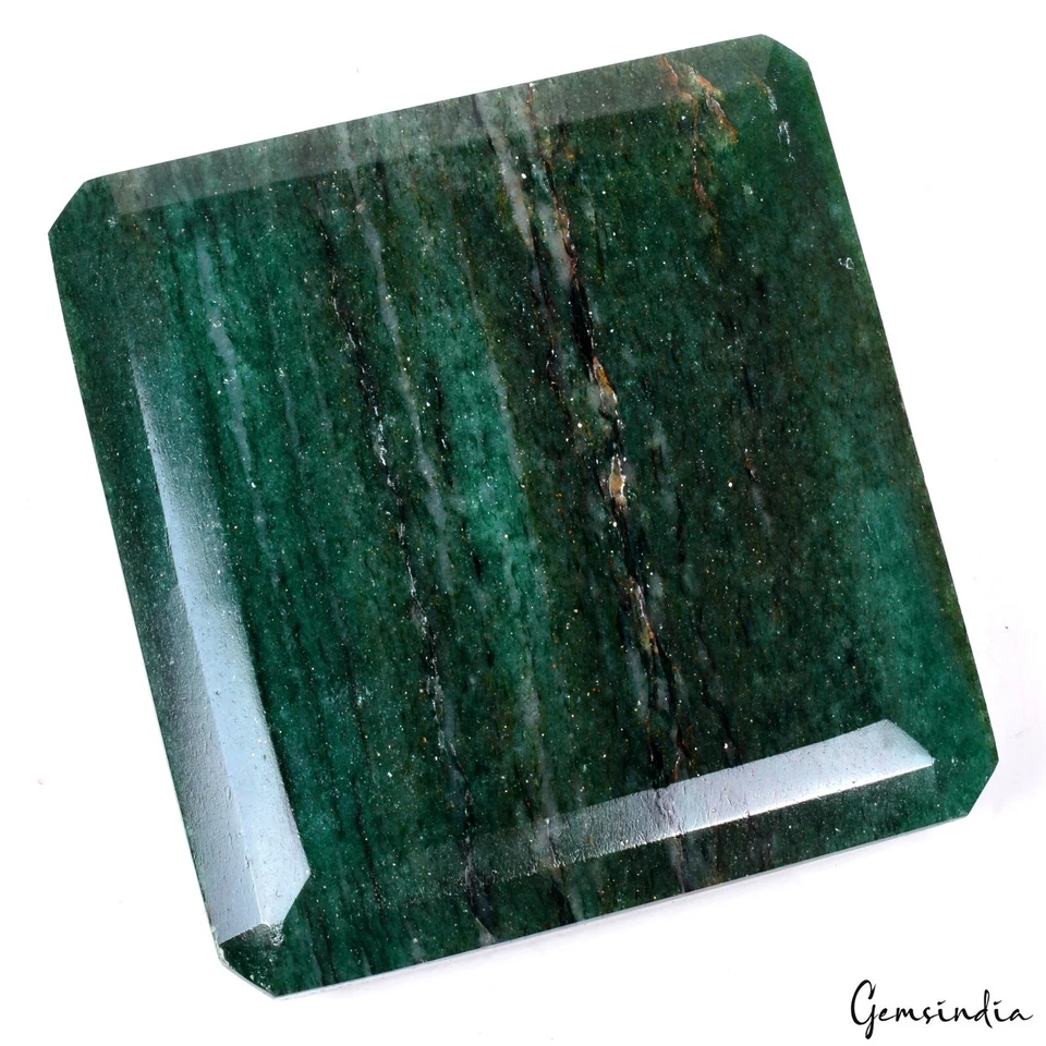 730Gram Natural Green Aventurine Octagon Cut Untreated Loose Gemstone 4*3.8*1.7" - Image 2 of 4