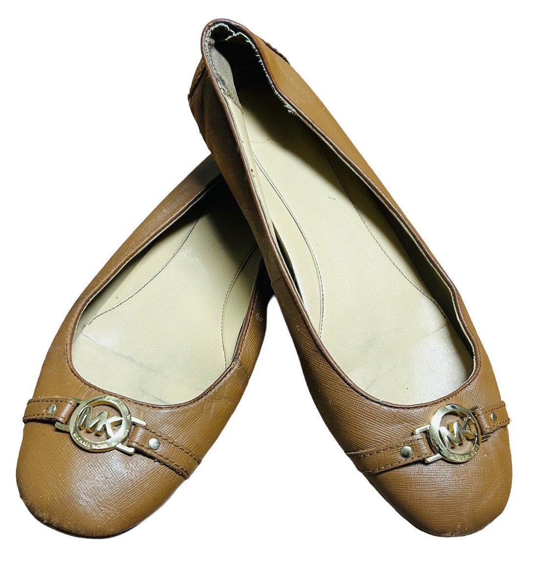 Michael Kors Women's Brown Leather Slip On Flats Shoes Sz Read Description