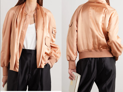 TOM FORD Draped Silk Satin Bomber Jacket Jacke Blouson Detachable Scarf  IT42 S