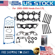 For Honda Civic 2001-2005 DX LX SOHC 16v L4 SOHC Head Gasket Bolts Set