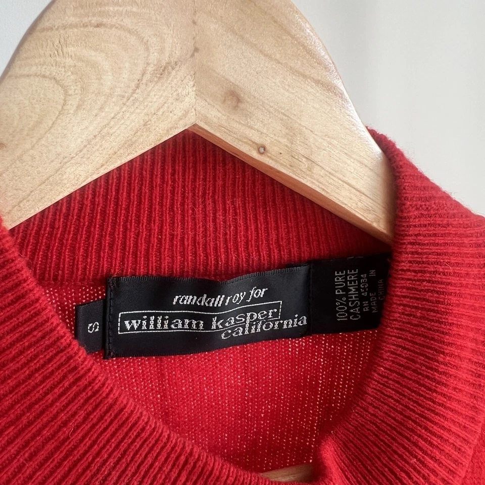 Suéter Vintage Randall Roy William Kasper 100% Cachemira Rojo Talla Pequeña Navidad Foto 3 de 4