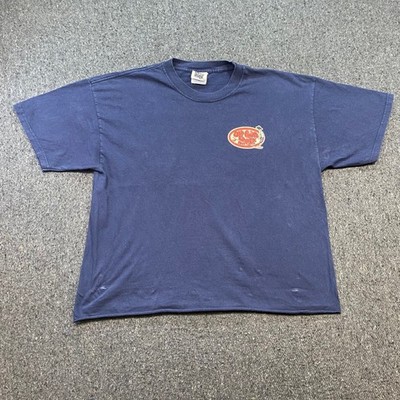 Old Guys Rule Shirt Sz XL Mens Navy Blue Skater Surf Graphic Raw Hem Cropped Tee