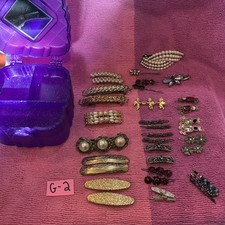 Vintage Hair Barrettes. Mixed Lot. 37  1 Mirrored Case. See Pictures.