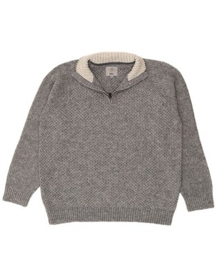 Marks & Spencer Herren Regular Fit Zip Neck Pullover Sweater XL Grau Acryl RM05