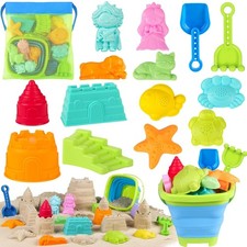 Collapsible Beach Toys for Kids Toddlers Foldable Sand Bucket Shovels Set