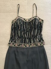 Elegantes langes Abendkleid 2teilig, Rock und Corsage, Glitzer,Steinchen, Gr. 40