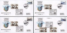 Russie 2005: 4 FDC "100 ans Forces Sous-marines Russes, Porte-avions DE GAULLE"