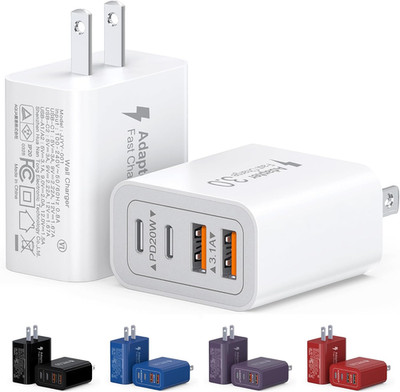 40W USB C Charger Block, 2-Pack 4-Port Type C Fast Charging Brick Dual PD&QC ...