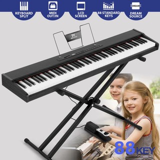 Portable Digital Piano 88 Semi Weighted Keys Keyboard Pedal Stand LCD Mustar