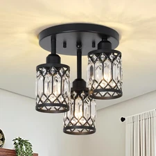 Semi Flush Mount Ceiling Light,3-Light Modern Crystal Close to Ceiling Light ...