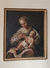 dipinto antico olio su tela Madonna con bambino XVIII secolo