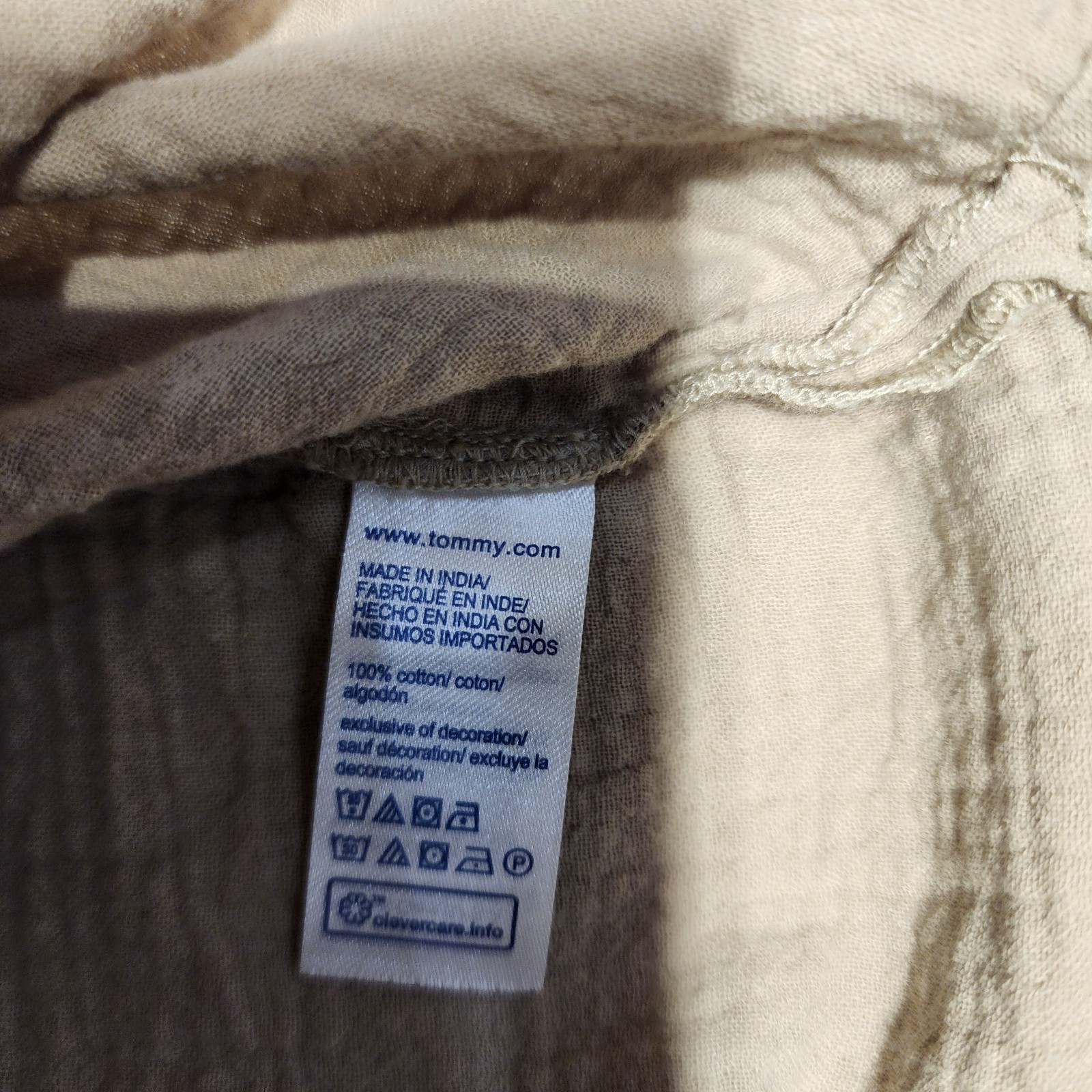 Tommy Hilfiger Boys Beige Casual Shirt L/G (12-14) Short Sleeve 100% Cotton Logo thumbnail 9