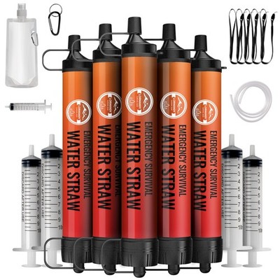 Lormandy Straw Water Filter 5 Pack Outdoor Camping Hiking Survival Gear Kit For