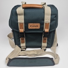 Canon Canvas Camera Shoulder Bag Padded Compartments Adjustable Strap Green