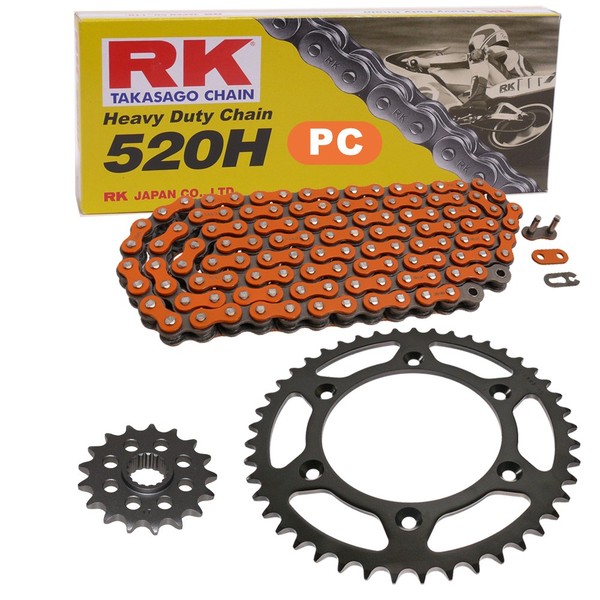 Kettensatz Kawasaki KX 125 K 94-95 Kette RK PC 520 H 110 Offen Orange 12/49-image