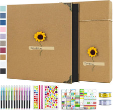 Vienrose DIY Scrapbook Photo Album Kit with Stickers, Pens, Tapes, 60 Pages Hard