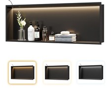 Matte Black LED Shower Niche, 36"X12" Recessed Bathroom Wall Niche...