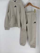 Adidas Boy's Small Logo Hoodie and Joggers Set. Natural. Size Small 8 