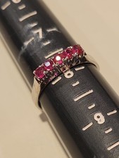 Vintage 925 Sterling 5 Small Gem Stones - Ruby Size 8