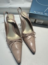 Vintage Nine West Deweyo Slingback Heels Neutral Pink Leather Size 7