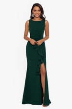 Betsy  Adam Ruffle Bow Trumpet Gown Sz 4 Pine