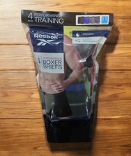 Reebok Men's 4-Pack Performance Boxer Briefs Blue/Grays/Blacks, 2XL 44-46 