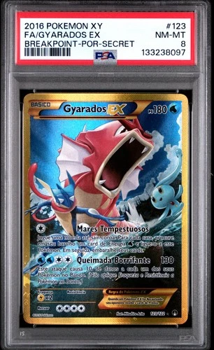 2016 POKEMON XY BREAKPOINT PORTUGUESE-SECRET #123 FULL ART/GYARADOS EX PSA 8