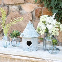 Minivasen Dekovasen Blau Glas Retro Tischdeko 12Cm 6Er Set, 6 StüCk