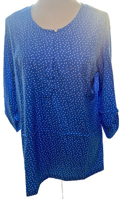 Bernstein 100% Polyester Bluse 3/4 Krempelärmel Rundhals vorne Knöpfe Gr.12