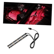 Universal Car LED Strip Light Port Auto Interior Decorative Lamp, 12V USB Red