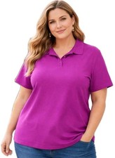 Polo classica manica corta rosa fucsia nuova con etichette Croft Barrow donna XXL