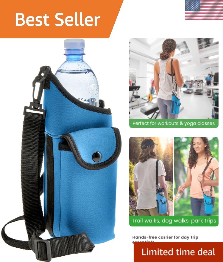 AquaPockets Neoprene Water Bottle Holder with Strap - Neopre
