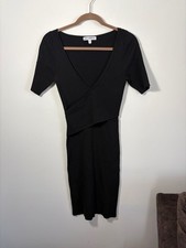 Good American Crisscross Ribbed Black Bodycon Mini Sweater Dress