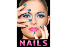 Aufkleber / Plakat / Poster Nagelstudio Werbung NAILS BLUE/P versch. Din-Formate