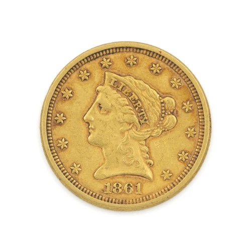 1861 $2.50 Liberty Head Quarter Eagle United States Gold Coin NR #C745-1