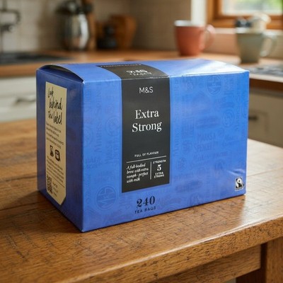 M&S Extra Strong Tea 240 Teabags Rich & Bright Flavour Fairtrade