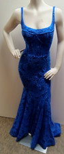 Royal Blue Floral Pattern Prom Dress