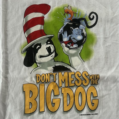 Vintage Y2K 2003 Big Dogs Sportswear Kids Large T Shirt Cat In The Hat Dr Seuss - Picture 3 of 8