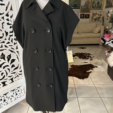 MICHAEL KORS Black,DOUBLE BREASTED SLEEVELESS COAT DRESS Sz M MADE IN ITALY ,XL