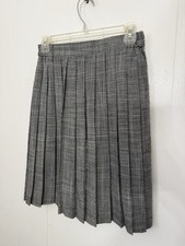 Koret Petite Womens 10 Black White Houndstooth Pleated Skirt Classic Y2K