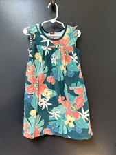 Tea collection girls floral ruffle sleeveless blue pink dress sz 6