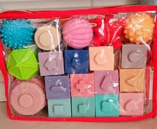 SpringFlower 3 in 1 Montessori Toys Blocks Babies 0-12 Months Soft Baby Teething