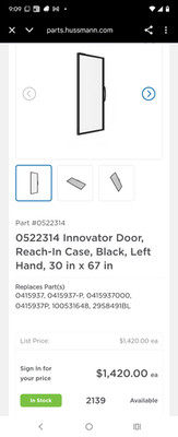 QTY 2 / 0522314 Hussmann Door-Innovator 1 Lh Black Genuine OEM HUS0522314