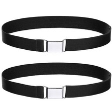 Toddler Kids Adjustable Elastic Belt with Silver Buckle for Girls and Boys