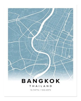 Bangkok Stadtkarte Wandkunst Stilvolle Urbane Dekoration Minimalistisc
