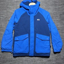 REI Co-Op Jacket Kids M 10-12 Blue Zip Pocket Hiking Timber Mountain Insulated