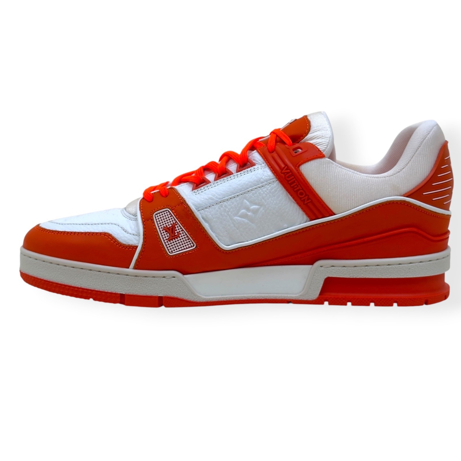 LOUIS VUITTON LEATHER LV TRAINER ORANGE / WHITE UK11 RRP£950 image 3